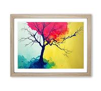 Bright Colourful Tree Abstract Framed Print | A2 Oak Framed Wall Art | Ready to Hang | Abstract Floral Picture | Living Room Bedroom Lounge Office