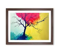 Bright Colourful Tree Abstract Framed Print | A2 Walnut Framed Wall Art | Ready to Hang | Abstract Floral Picture | Living Room Bedroom Lounge Office