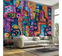 Bright Colourful Wallpaper for Living Room - Boho Abstract Geometric Wall Paper, Colourful Home Decor, Non-Woven Waterproof Wallpapers for Bedroom, Feature Walls Mural 450x315 cm - Jhd126