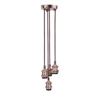 BRIGHT COPPER QUAD E27 PENDANT CORD SET (4 x E27) LAMP HOLDERS WITH 1.8M NYLON BRAIDED MAINS CABLE