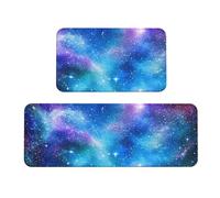Bright Cosmic Nebulae And Stars Rug Cushioned Kitchen Rugs Sets Of 2 Comfort Standing Mat For Home Decor Sink,Kitchen Mats For Floor Non Slip Washable ，Laundr 17"X47"+17"X30"