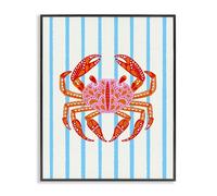Bright Crab Nautical Striped, 16 x 20 Inch Framed Gi Print