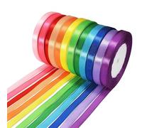 Bright Creations 12 Rolls Satin Ribbon, 300 Yards Silk Satin Roll, Double Sided Satin Ribbon, 10mm Embellish Decorative Ribbons for Gift Wrapping, Crafting, Balloons, Wedding, Hairs, DIY, Bouquet