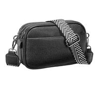 Bright Crossbody Purses for Women Genuine Leather Cross Body for Woman Shoulder Purse with Triple Top Zipper(Midnight Black)
