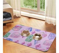 Bright Crystals And Gems,Waterproof Pet Feeding Mat,PU Leather Placemats for Cat Dog Water Bowl,Food Mats,30x45cm