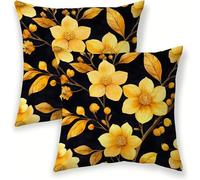 Bright Cushion Covers 30 x 30 cm, Linen Decorative Throw Pillow Covers Black Square Pillow Cases 2 Pack 12 X 12 Inch, with Invisible Zipper Pillowcases for Living Room Office, Couch Bed, Bedroom SJ-37