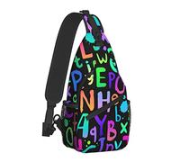 Bright Different Latin Letters Sling Bag for Women Men,Crossbody Shoulder Bags Casual Sling Backpack Chest Bag Travel Hiking Daypack for Outdoor