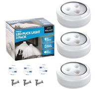 Bright Evolution Under Cabinet Lights - Battery Operated Cabinet Lighting with Tap Technology - LED Puck Lights for Kitchen - Stick On Lights for Shelves and Closets - Wireless Lighting Solution