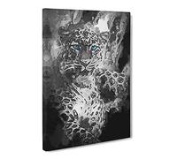 Bright Eyed Leopard Canvas Print | Gallery Wrapped 30mm Frame Wall Art | 20x14 inches | Ready to Hang | Abstract Animals Picture | Living Room Bedroom Lounge Office