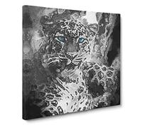 Bright Eyed Leopard Canvas Print | Gallery Wrapped 30mm Frame Wall Art | 20x20 inches | Ready to Hang | Abstract Animals Picture | Living Room Bedroom Lounge Office