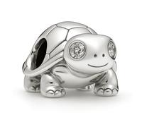 Bright Eyed Turtle Charm for Pandora Bracelet - 'Clear White Crystal Eyes'