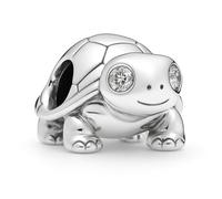 Bright Eyed Turtle Charm for Pandora Bracelet - 'Clear White Crystal Eyes' | Sterling Silver, Gift Box Optional, "Ideal for Someone Special"