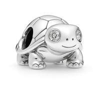 Bright Eyed Turtle Tortoise Charm Bead for Pandora Bracelets - Elegantly Plated in Fine Silver Her Girls Women - Happy Birthday Gift Box