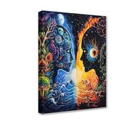 Bright Face View Canvas Wall Art Flower Landscaping Posters Prints Portraits Sceneries 1P Trippy Modern Pictures Artwork for Living Room Bathroom Home Decor Framed Gallery-Wrapped Ready to Hang