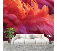 Bright Flamingo Feathers Mural Wallpaper for Living Room TV Backdrop Office Hotel Wall Decoration Poster red Wall Panoramic Mural Non-Woven Photo Wallpaper 250x175cm