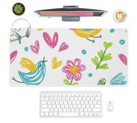 Bright Floral Desk Pad Extended Mouse Mat with Non-Slip Rubber Base Smooth Face Large Mouse Pad 90X40 CM Gaming Mousemat Desk Decor Accessories Office Gifts Mousepad XXL for School Home Office Gaming