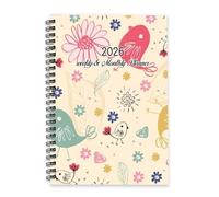 Bright Floral Journal 2026 A5 To Do List Notebook Journal Diaries Journals for Women 2026 Diary/Planner for Project Week To View Monthly Year Diary Planner with Dotted Line Note Page Slim