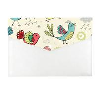 Bright Floral Plastic Wallets A4, A4 Folders Plastic Wallets, Filing Folder, Revision Supplies Clear, Expanding Files with Snap Button, Document Holder for School Office Home Travel