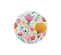 Bright Floral Round Glass Trivet - Pretty Floral Multicoloured Décor Kitchen Gift Small Textured Chopping Board/Worktop Protector 20cm x 20cm (8" x 8")