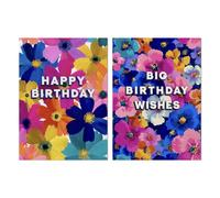 Bright Flower Birthday Card Set of 2 for Her Blank Inside