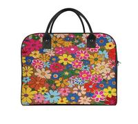 Bright Flower Style Laptop Tote Bag Casual Travel Handbag Multi Pocket Shoulder Bags for Work Travel