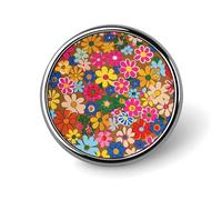 Bright Flower Style Round Badge Personalized Metal Lapel Pin Badges Fit Clothing Bags Hat Humorous Printed Brooch Badge Party Decorations Accessories for Men Women