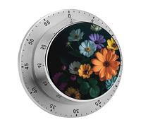 Bright Flowers Timer Stainless Digital Visual Timer Exquisite Mechanical Countdown Time Management Tools with Silent Operation Timer for Kitchen Office Classroom