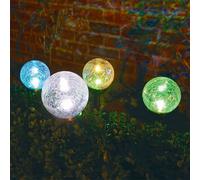 Bright Garden Solar Dual Function Crackle Ball Light - White