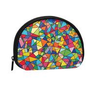 Bright Geometric Shapes Coin Purse Personalized Coin Bag for Women Men Change Purse Small Wallets with Zipper Mini Shell Coin Pouch Outdoor Shopping Change Storage Bag Handbags Gifts