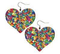 Bright Geometric Shapes Leather Earrings for Women Heart Earring Lightweight Dangle Earrings Jewelry Gifts