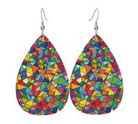 Bright Geometric Shapes Leather Earrings for Women Teardrop Earring Lightweight Dangle Earrings Jewelry Gifts, One Size, No Gemstone, One Size, No Gemstone