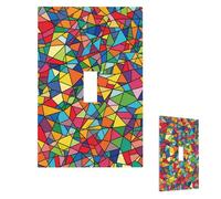 Bright Geometric Shapes Wall Plate Cover Modern Decorative 1 Gang Light Switch Cover Unbreakable Receptacle Outlet Covers For Living Room Bedroom Home Decor Single Toggle