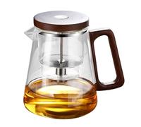 Bright Glass Teapot - Teapot with Filter Group, Wooden Handle Grip, Elegant Tea Cooking with Heat-resistant Construction for Tea Served or Relaxing Moments at Home