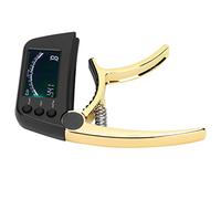 Bright Gold 2 in 1 Guitar Tuner and String Winder with LCD Display | Clip-on tuner for loud environments, precise and fast tuning, anti-slip clamp design, clear LCD screen for easy reading