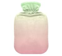 Bright Green Pink Gradient Hot Water Bottle with Cover for Pain Relief Warm Water Bag for Neck and Shoulder Pain, 1L