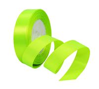 Bright Green Satin Ribbon - 25mm x 22M, Double Sided, Ideal for Gift Wrapping, Crafting, Cake Decoration, Hair Bows, Christmas & Wedding Occasions