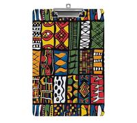 Bright Green Tribal Grid A4 Acrylic Clipboard for Papers Writing Planner, Office Wall Mounted Large Capacity Organizer