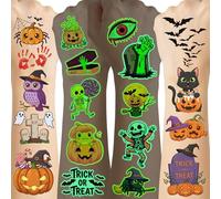 Bright Halloween Temporary Tattoo Stickers - Pack of 60 Halloween Decorations Cheating or Joke Party Decorations Party Gifts Supplies Accessories Decor Pumpkin Spider Craft