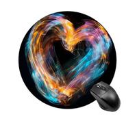 Bright Heart Shape Mouse Pad Round Laptop Mouse Mat Cute Computer Mousepad Keyboard Pad Non-Slip Desk Pads for Gaming Office Work Home