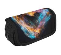 Bright Heart Shape Pencil Case Organizer - Large Capacity 3 Compartment Pencil Pouch for Adults, Portable Makeup Bag & Aesthetic Stationery Bag with Zipper (8.7x4.3") Unisex Gift