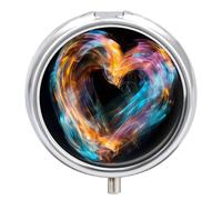 Bright Heart Shape Pill Box 3 Compartment Waterproof Pill Case with Mirror Portable for Purse Pocket Daily Medicine Vitamin Organizer Travel Med Container Holder for Fish Oil Supplements