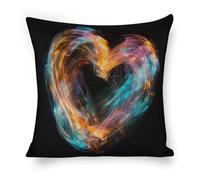 Bright Heart Shape Pillow Covers 18"x18" Linen Throw Pillow Covers - Double Sided Decorative Square Cushion Cases for Sofa, Bed, Chair (No Insert Included)