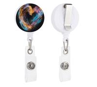 Bright Heart Shape Retractable Badge Reel - Personalized ID Name Badge Holder with Lanyard Cute Badges Reel Holder Round Nurse Doctor Name Tag Badges Clip for Work