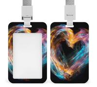 Bright Heart Shape Retractable ID Badge Holder with Lanyard - Vertical Badge Reel,Keychain Clip,Name Tag Id Card Holder Protector for Nurse Officer Teacher Security Staff Women Men