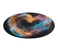 Bright Heart Shape Round Area Rug Non Slip Backing Doormat Water Absorbent Plush Throw Low-Pile Non-Slip Floor Mat Carpet for Living Room Bedroom Entryway Nursery Room 90 * 90cm