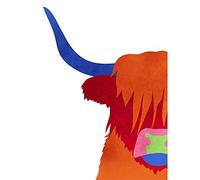 Bright Highland Scottish Cow Bull Coo Colourful Art Print Poster Wall Decor 12X16 Inch