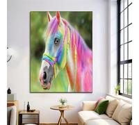 Bright Horse Wall Art Canvas Poster,Color Colorful Animals Canvas Painting,Artwork Living Room,Bedroom Home Office Decoration Picture Prints,Without Frame,30X40Cm