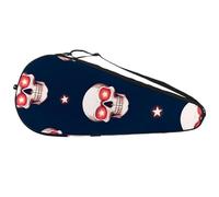 Bright Human Skulls and Stars on Navy Blue Background Tennis Racquet Bag Lightweight Racket Carrying Bag for Youth and Adults