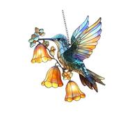 Bright Hummingbird Sun Catcher Window Colorful Acrylic Creating Reflective Light Spots for Indoor Outdoor Decoration Colorful Glass Hummingbird Sun Catcher Refracting Sunlight for Home Garden Decor