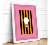 Bright Idea Mid-Century Framed Wall Art Print A4 (29.7×21cm) White, Wall Decor for Living Room, Bedroom, Office & Home, Ready to Hang, Art Gift